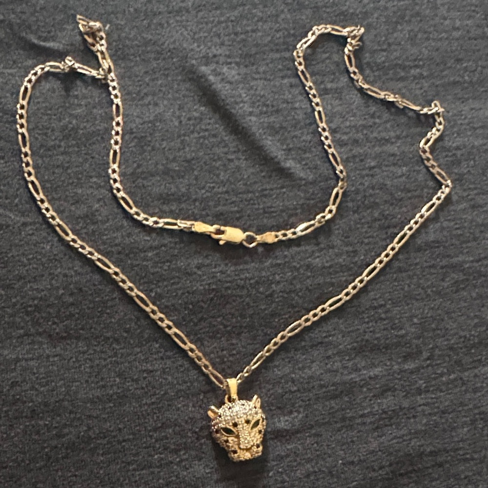 Gold Leopard Head Pendant Necklace - Women's Jewelry
